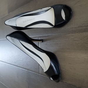 Enzo Angiolini Black Leather Peep Toe Heels